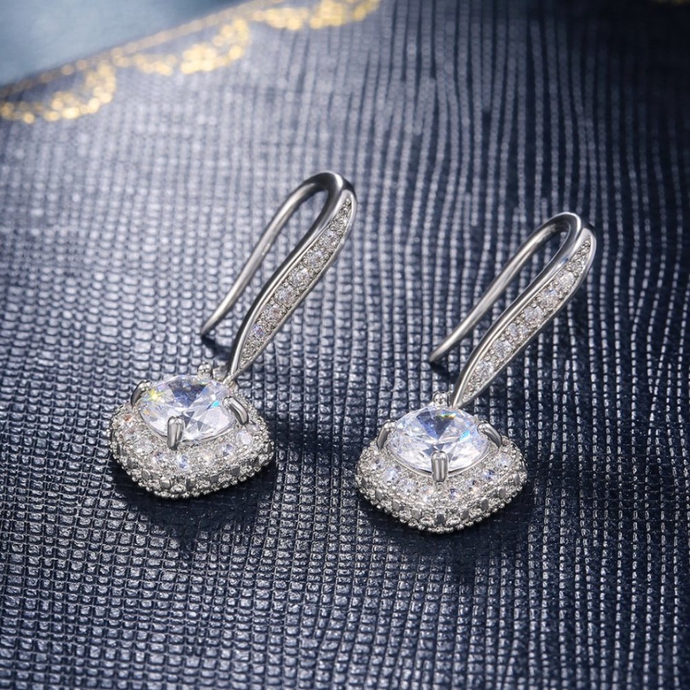 Simulated Diamond Drop Earrings - Picture 4 of 13